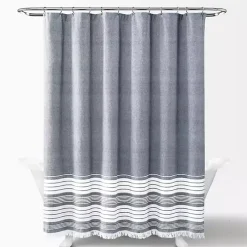 Navy Nantucket Tassel Fringe Shower Curtain