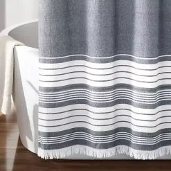 Navy Nantucket Tassel Fringe Shower Curtain