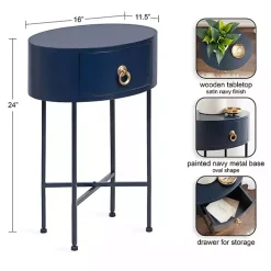Navy Oval Decklyn Accent Table