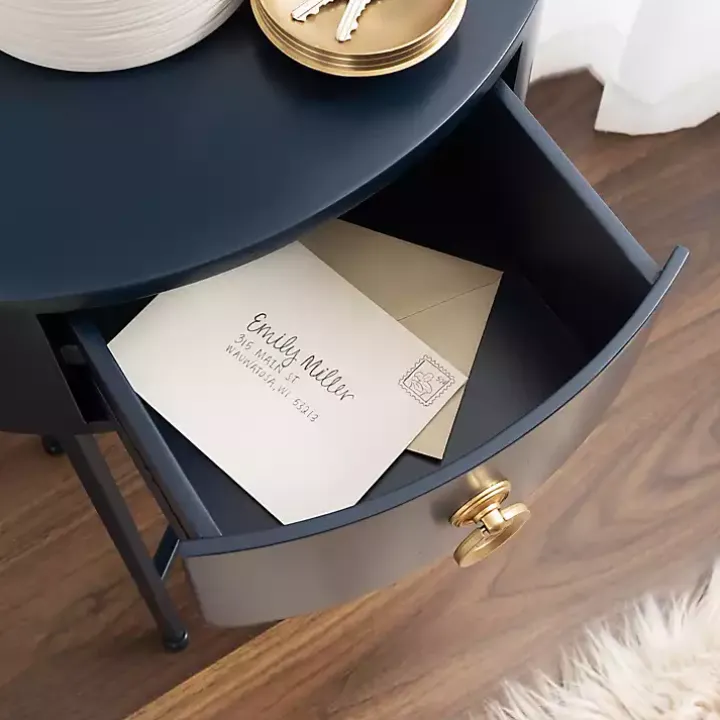 Navy Oval Decklyn Accent Table