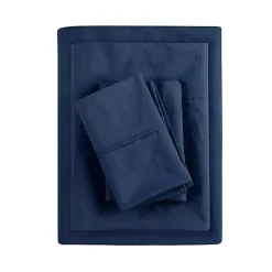 Navy Peached Percale 4-pc. King Sheet Set