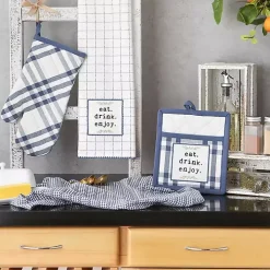 Navy Plaid Eat Drink Enjoy 4-pc. Dish Towel Set