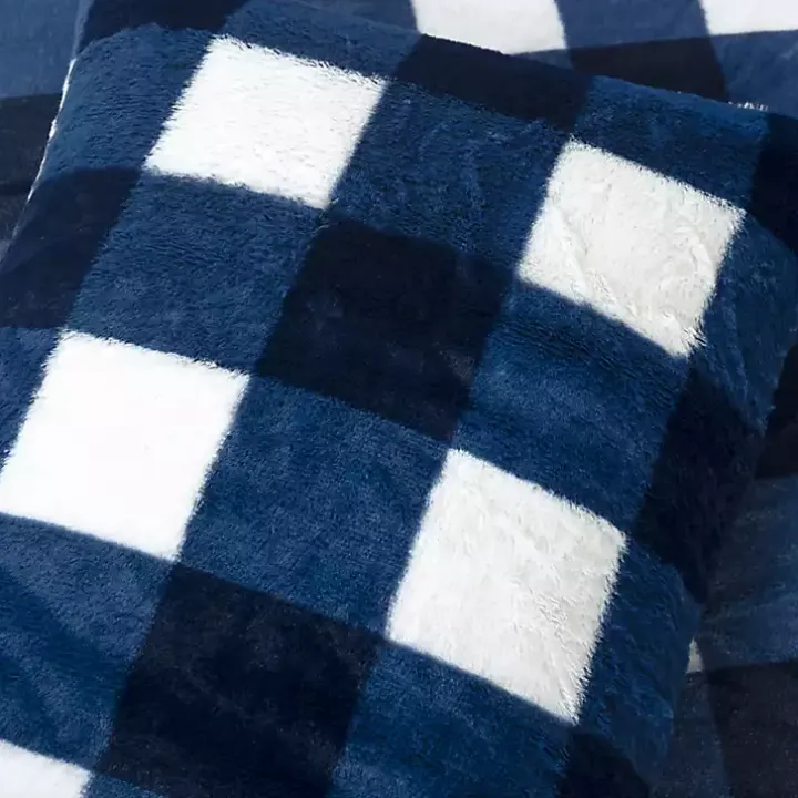Navy Plaid Faux Fur 3-pc. King Comforter Set