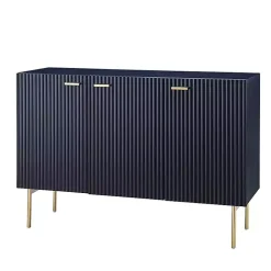 Navy Ribbed Wood Sideboard Cabinet