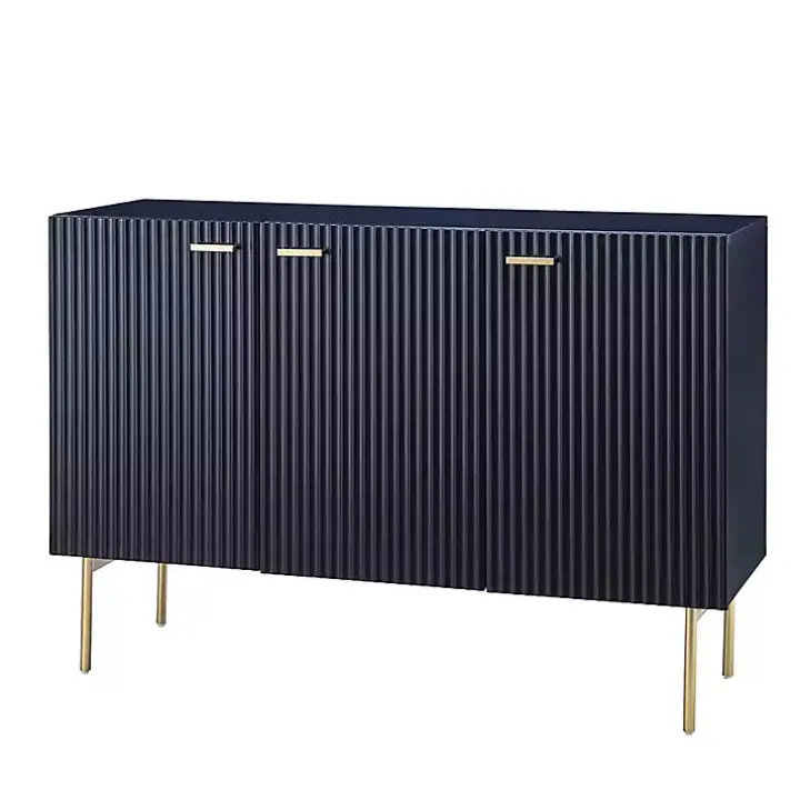 Navy Ribbed Wood Sideboard Cabinet
