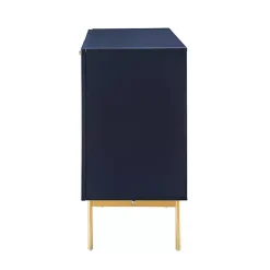 Navy Ribbed Wood Sideboard Cabinet