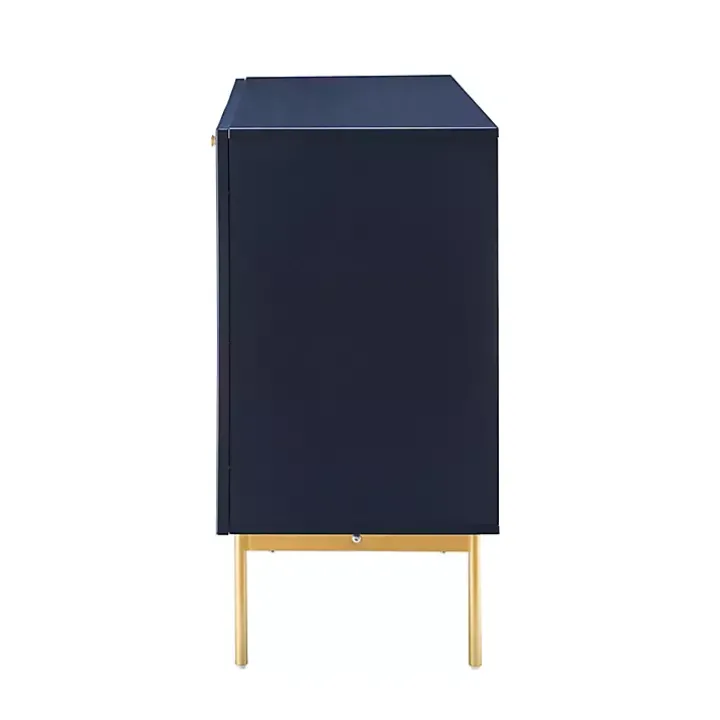 Navy Ribbed Wood Sideboard Cabinet