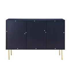 Navy Ribbed Wood Sideboard Cabinet