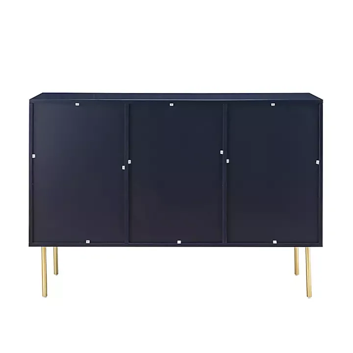 Navy Ribbed Wood Sideboard Cabinet
