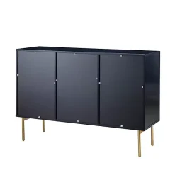 Navy Ribbed Wood Sideboard Cabinet