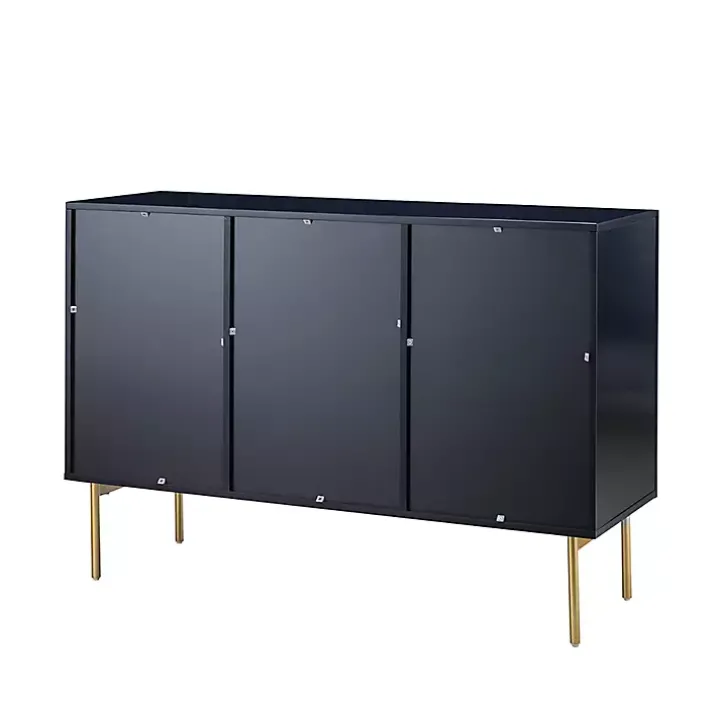 Navy Ribbed Wood Sideboard Cabinet