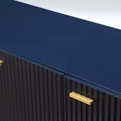Navy Ribbed Wood Sideboard Cabinet