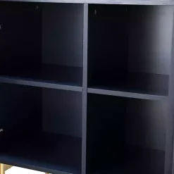 Navy Ribbed Wood Sideboard Cabinet