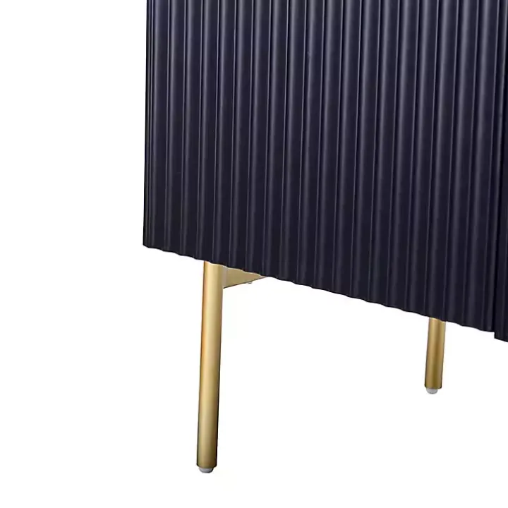 Navy Ribbed Wood Sideboard Cabinet