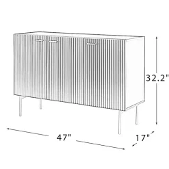Navy Ribbed Wood Sideboard Cabinet