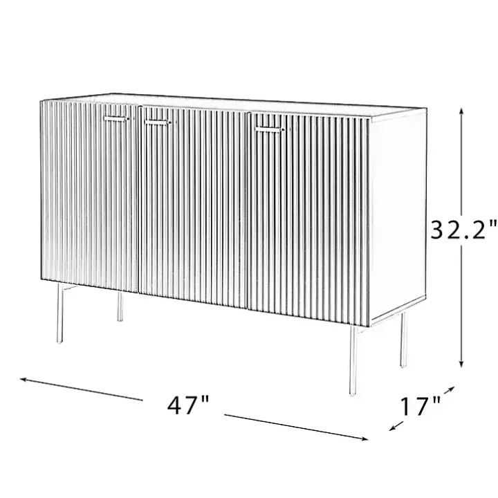 Navy Ribbed Wood Sideboard Cabinet