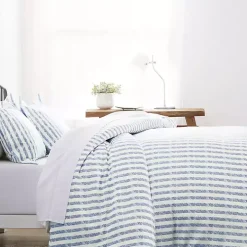 Navy Rugged Stripes Puffed 3-pc. King Duvet Set