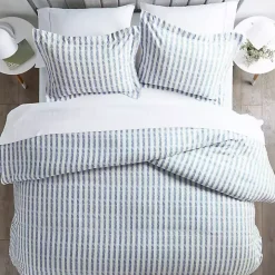 Navy Rugged Stripes Puffed 3-pc. King Duvet Set
