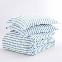 Navy Rugged Stripes Puffed 3-pc. King Duvet Set