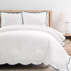 Navy Scalloped Edge 3-pc. Full/Queen Comforter Set