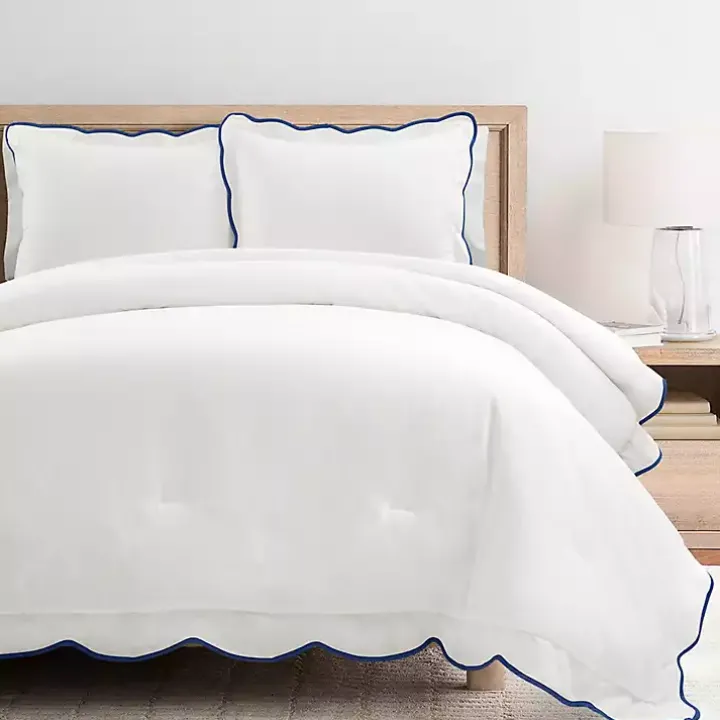 Navy Scalloped Edge 3-pc. King Comforter Set