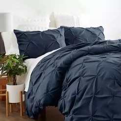 Navy Soft Pinched 3-Pc. King Duvet Cover Set