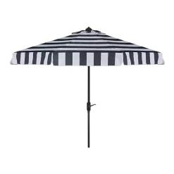 Navy Stripe Auto Tilt 9 ft. Outdoor Umbrella