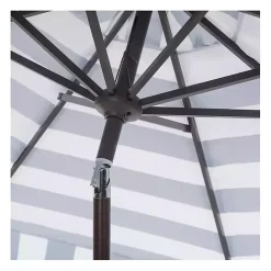 Navy Stripe Auto Tilt 9 ft. Outdoor Umbrella