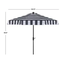 Navy Stripe Auto Tilt 9 ft. Outdoor Umbrella