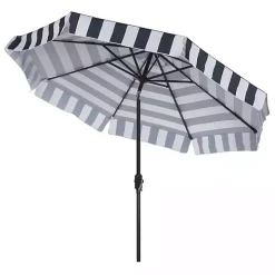 Navy Stripe Auto Tilt 9 ft. Outdoor Umbrella
