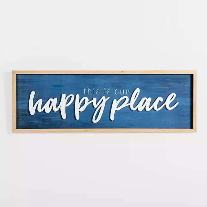 Navy This is Our Happy Place Wall Plaque