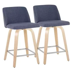 Navy Torino Upholstered Counter Stools, Set of 2