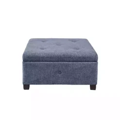 Navy Tufted Square Storage Ottoman