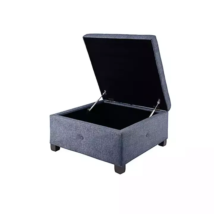 Navy Tufted Square Storage Ottoman