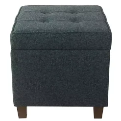 Navy Tufted Upholstered Storage Ottoman