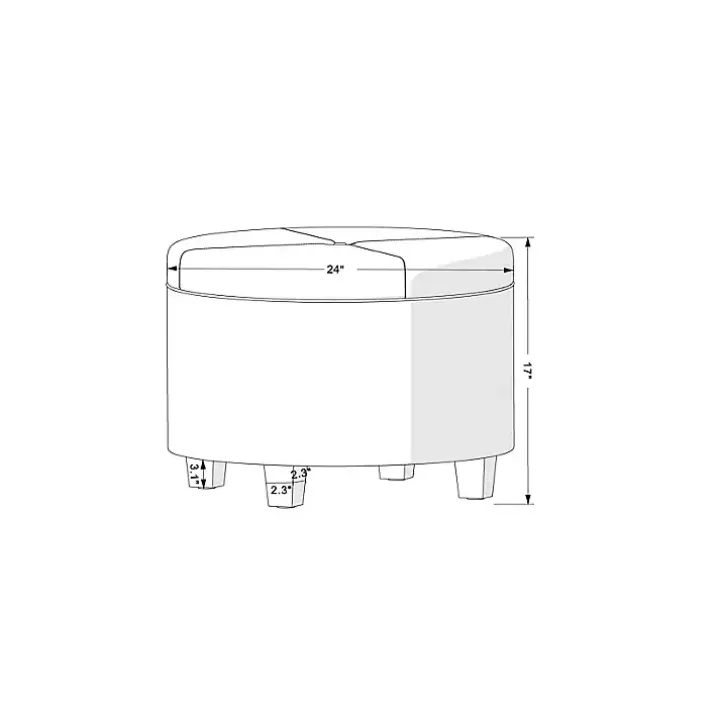 Navy Velvet Upholstered Round Storage Ottoman