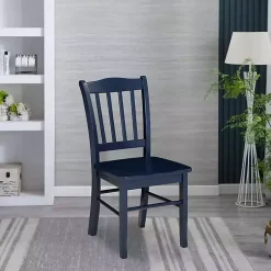 Navy Wood Shaker Dining Chairs, Set of 2