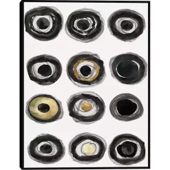 Neutral Circles Framed Canvas Art Print