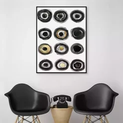 Neutral Circles Framed Canvas Art Print
