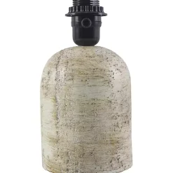 Neutral Faux Stone Table Lamp with Scalloped Shade