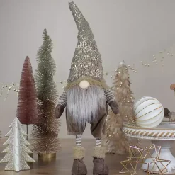 Neutral Fur Striped Standing Gnome