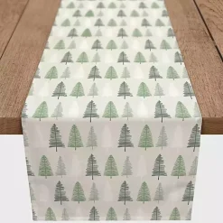 Neutral Green Tree Pattern Table Runner