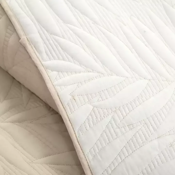 Neutral Leaf Reversible 3-pc. Cali King Quilt Set