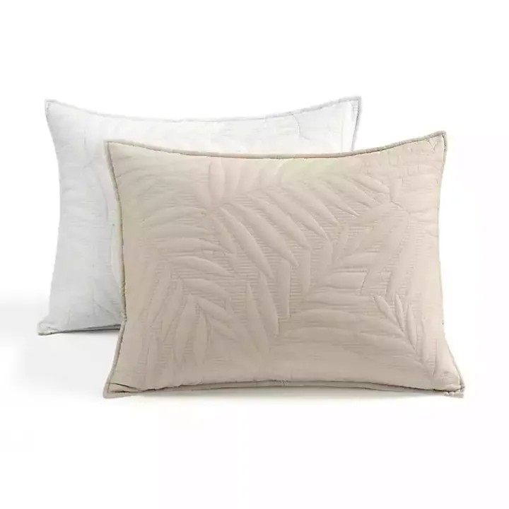 Neutral Leaf Reversible 3-pc. Cali King Quilt Set