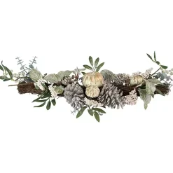 Neutral Pumpkins and Pinecones Swag