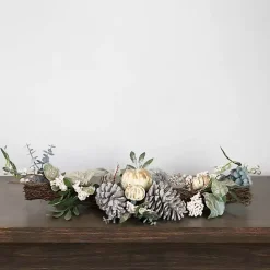 Neutral Pumpkins and Pinecones Swag