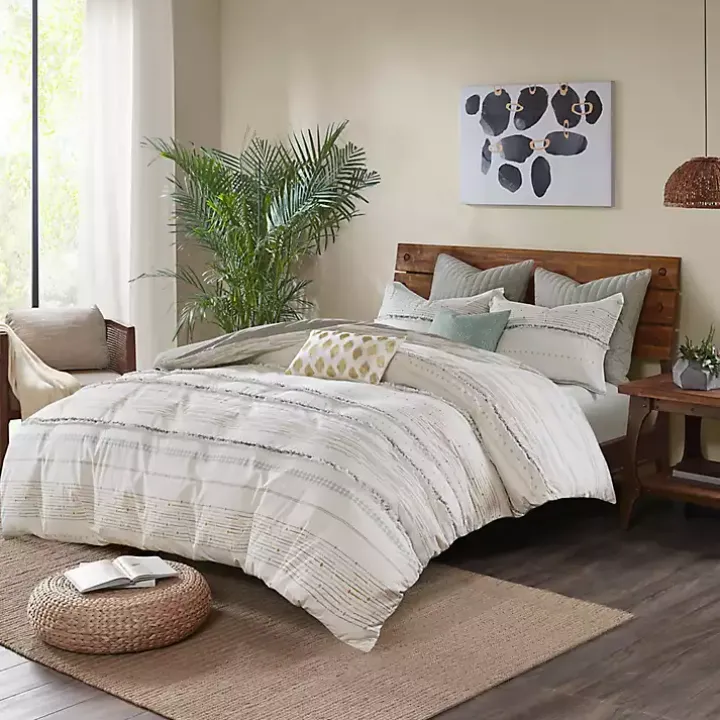 Neutral Stripe King 3-pc. Comforter Set