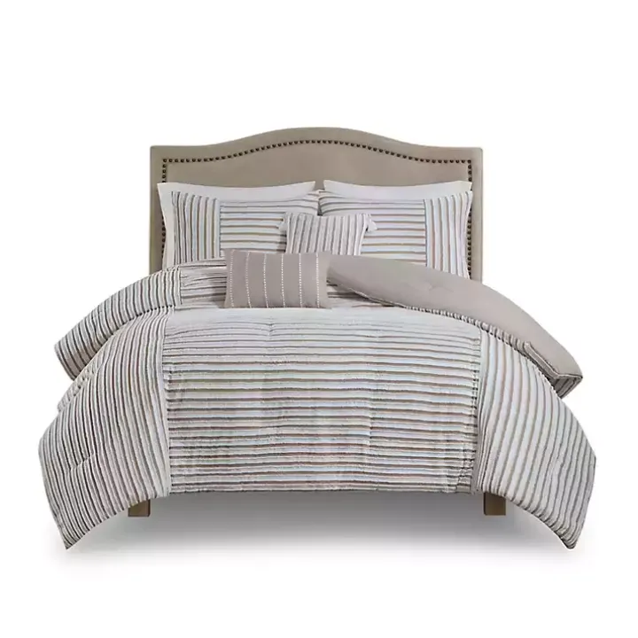 Neutral Striped 5-pc. Full/Queen Comforter Set