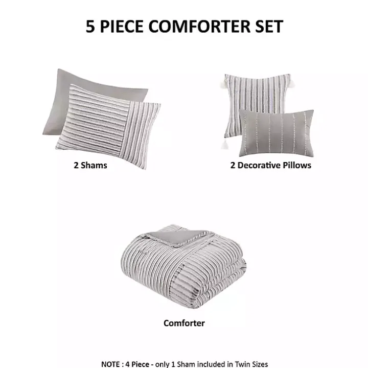 Neutral Striped 5-pc. Full/Queen Comforter Set