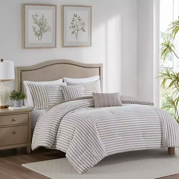 Neutral Striped 5-pc. King Comforter Set